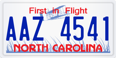 NC license plate AAZ4541
