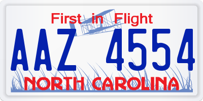 NC license plate AAZ4554