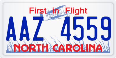 NC license plate AAZ4559