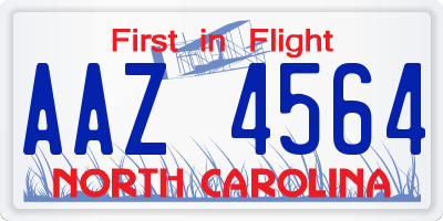 NC license plate AAZ4564