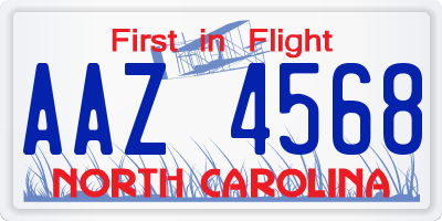 NC license plate AAZ4568