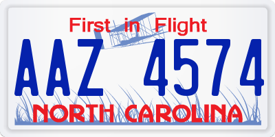 NC license plate AAZ4574
