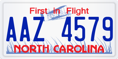 NC license plate AAZ4579