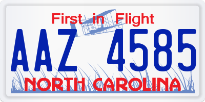 NC license plate AAZ4585