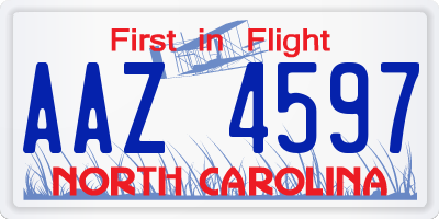 NC license plate AAZ4597