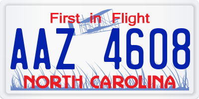 NC license plate AAZ4608