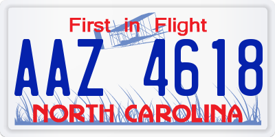 NC license plate AAZ4618