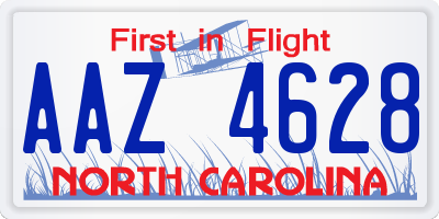 NC license plate AAZ4628