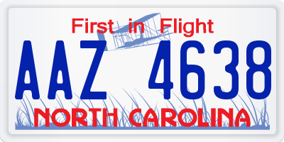 NC license plate AAZ4638