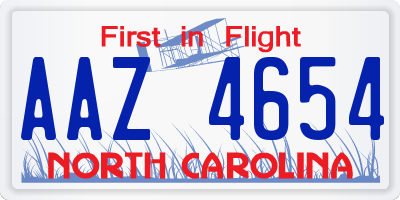 NC license plate AAZ4654