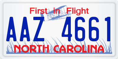 NC license plate AAZ4661