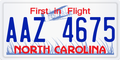 NC license plate AAZ4675