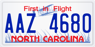 NC license plate AAZ4680