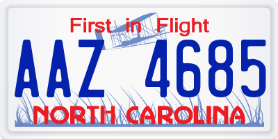 NC license plate AAZ4685