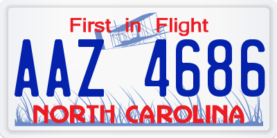 NC license plate AAZ4686