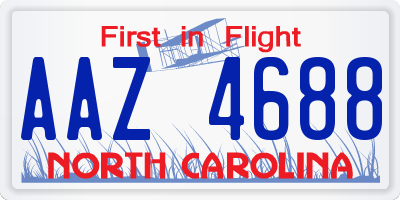 NC license plate AAZ4688