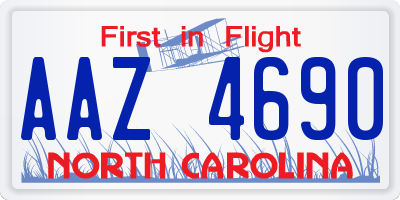 NC license plate AAZ4690