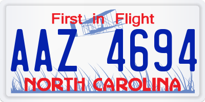 NC license plate AAZ4694
