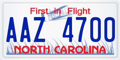 NC license plate AAZ4700