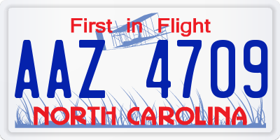 NC license plate AAZ4709