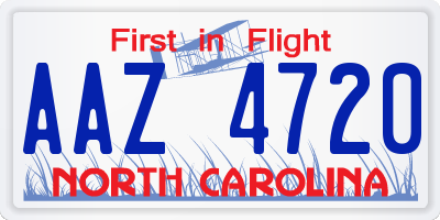 NC license plate AAZ4720