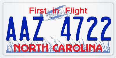 NC license plate AAZ4722