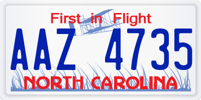 NC license plate AAZ4735