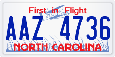 NC license plate AAZ4736