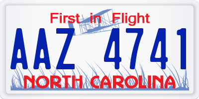 NC license plate AAZ4741