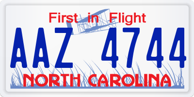 NC license plate AAZ4744