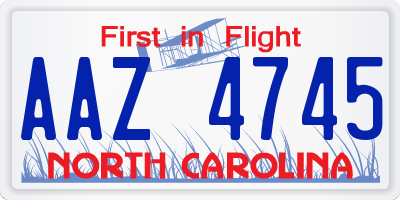 NC license plate AAZ4745