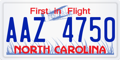 NC license plate AAZ4750