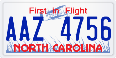 NC license plate AAZ4756