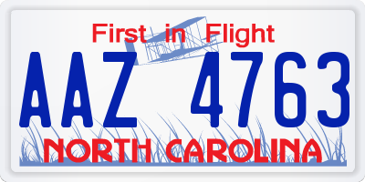 NC license plate AAZ4763