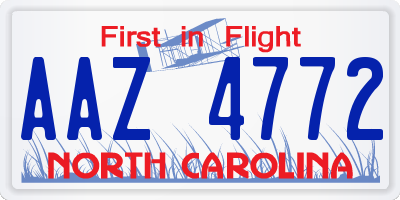 NC license plate AAZ4772