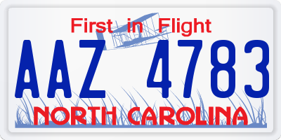 NC license plate AAZ4783