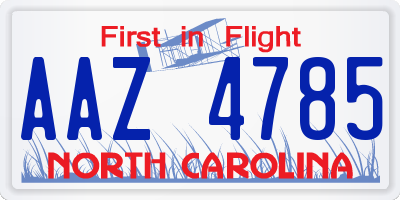 NC license plate AAZ4785
