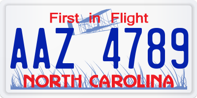 NC license plate AAZ4789