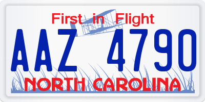 NC license plate AAZ4790