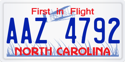 NC license plate AAZ4792