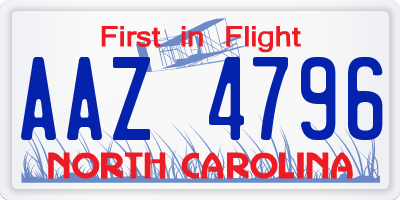 NC license plate AAZ4796