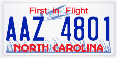 NC license plate AAZ4801