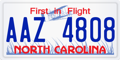 NC license plate AAZ4808