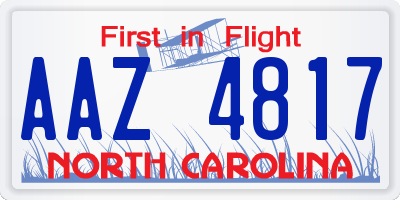 NC license plate AAZ4817