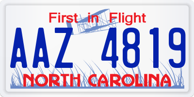 NC license plate AAZ4819