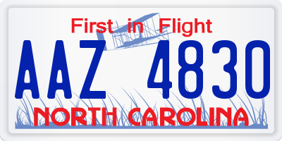 NC license plate AAZ4830