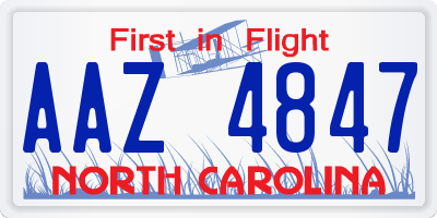 NC license plate AAZ4847