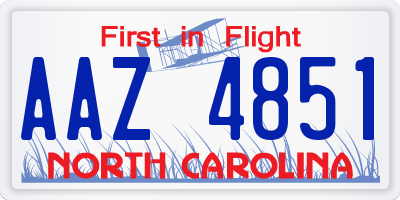 NC license plate AAZ4851