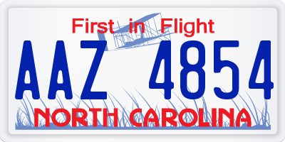 NC license plate AAZ4854