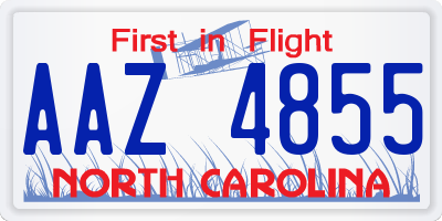 NC license plate AAZ4855